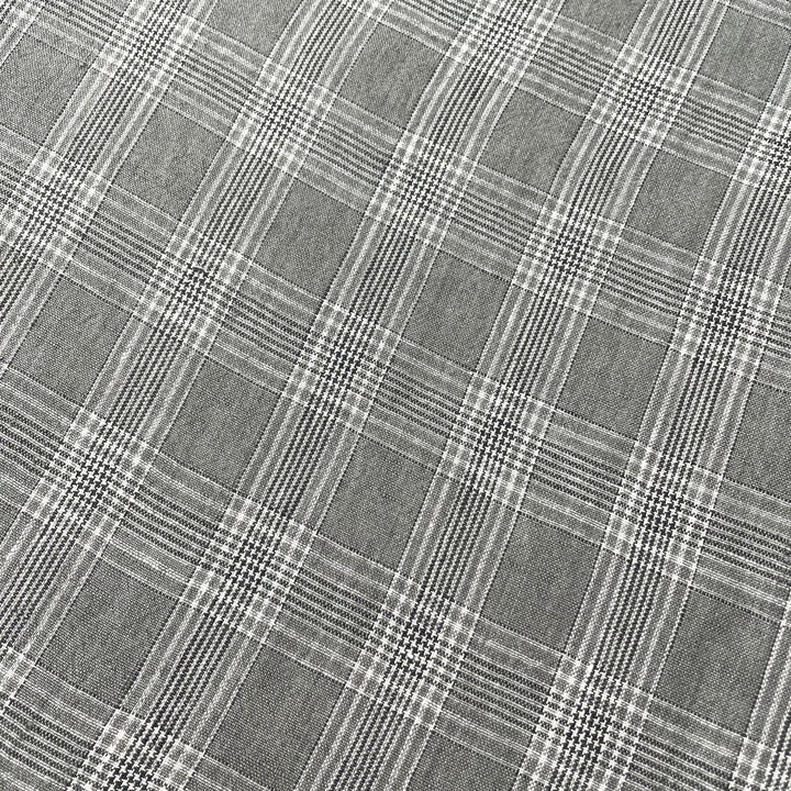 Linen Grey Check Fabric 6634 - The Linen Lab - Grey