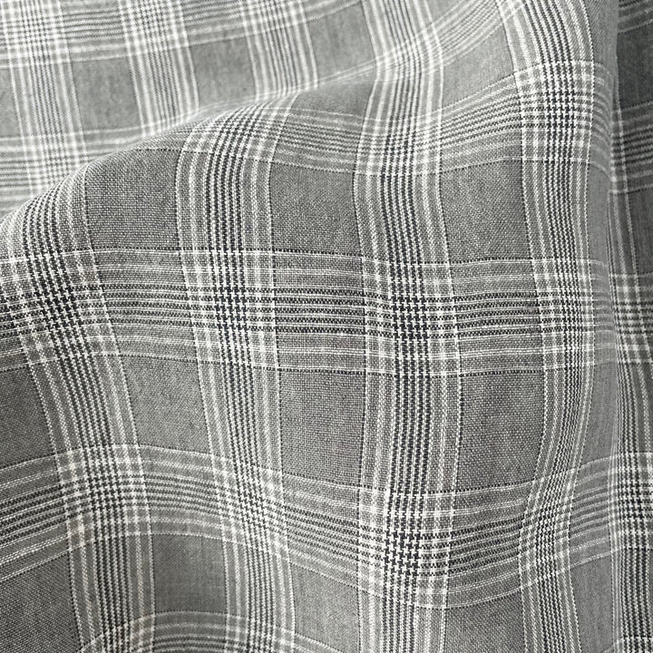 Linen Grey Check Fabric 6634 - The Linen Lab - Grey
