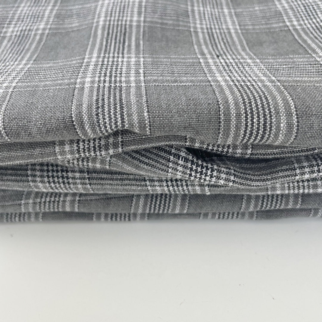 Linen Grey Check Fabric 6634 - The Linen Lab - Grey