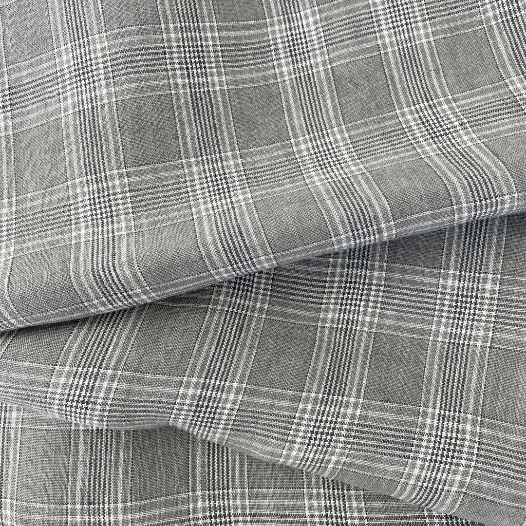 Linen Grey Check Fabric 6634 - The Linen Lab - Grey