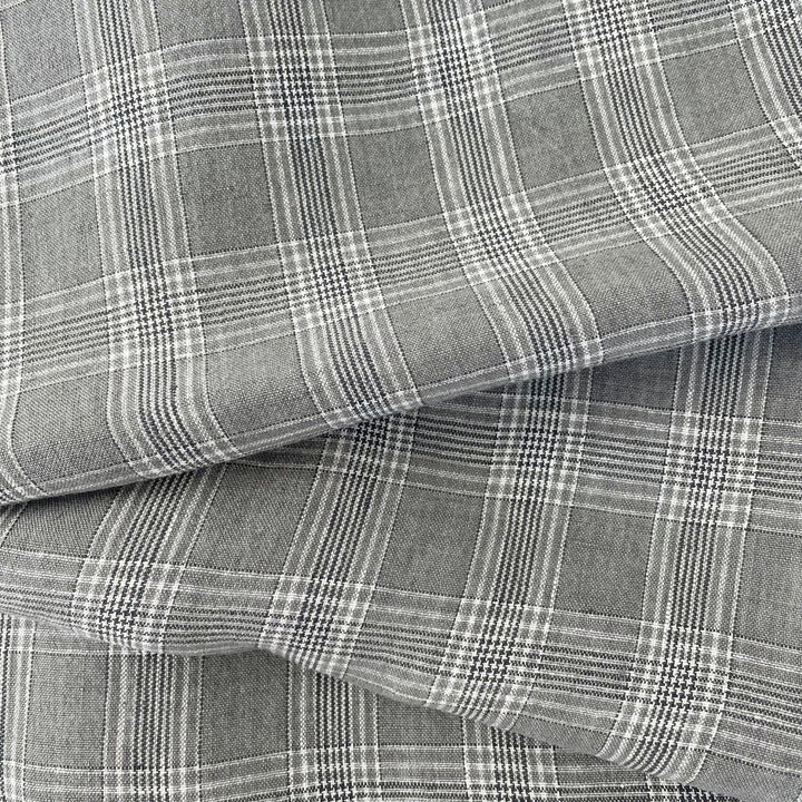 Linen Grey Check Fabric 6634 - The Linen Lab - Grey