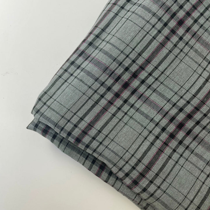 Linen Grey Grid Check 7320 - The Linen Lab - Grey