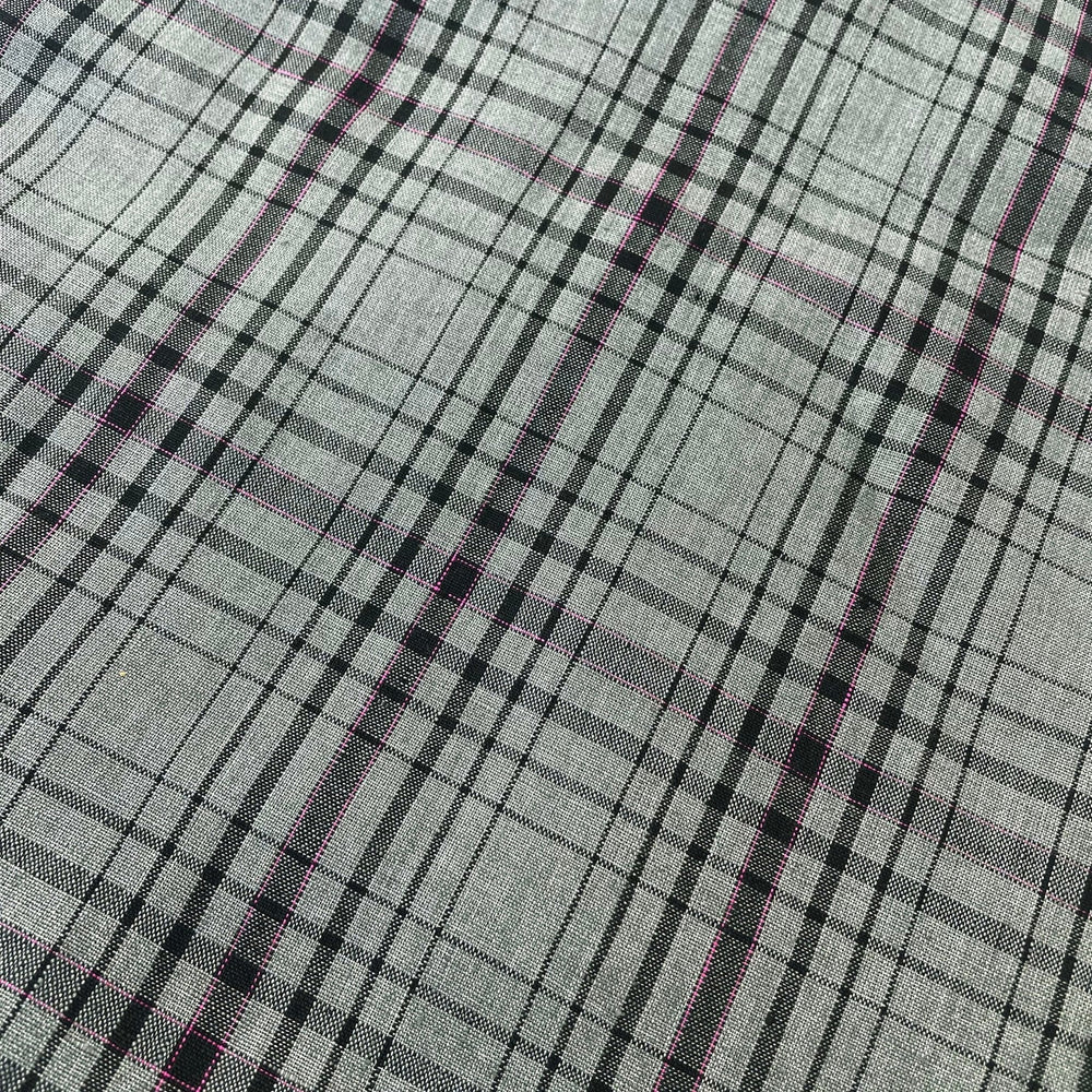 Linen Grey Grid Check 7320 - The Linen Lab - Grey