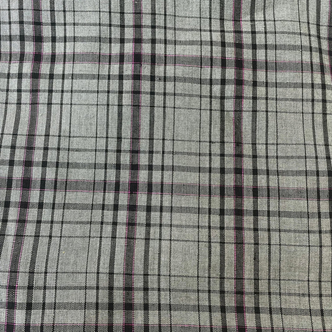 Linen Grey Grid Check 7320 - The Linen Lab - Grey