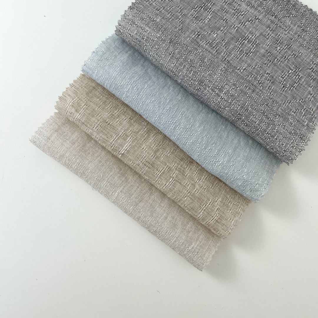Linen Jacquard Multi Pattern Fabric - The Linen Lab - White