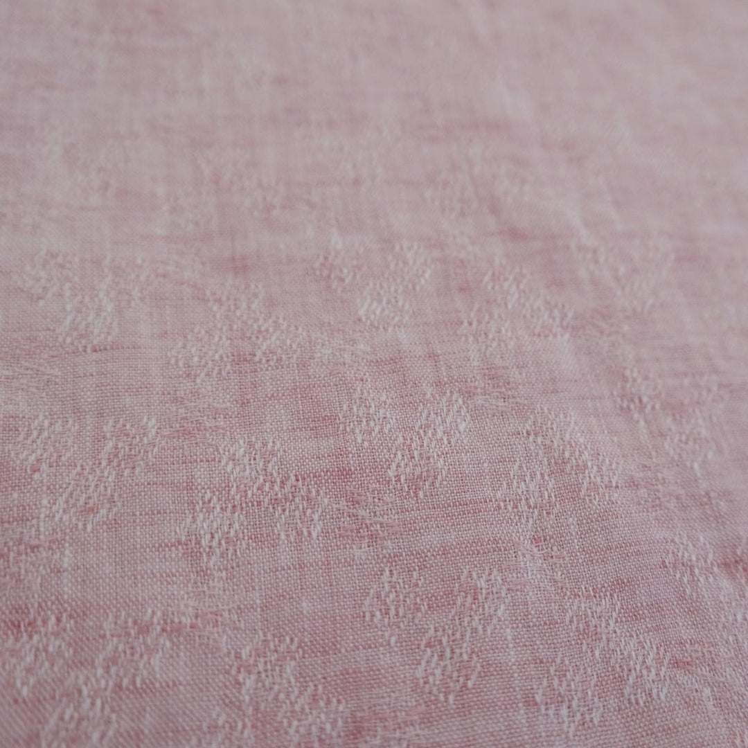 Linen Jacquard Small Flower Pattern Fabric (7168 7174 7195 7196 7197) - The Linen Lab - light natural