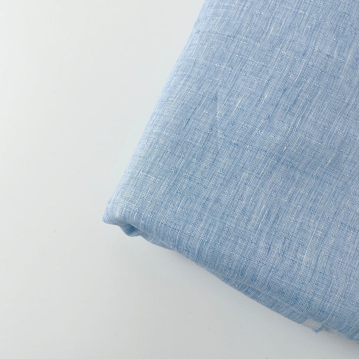 Linen Jacquard Small Pattern Fabric 4888 4887 - The Linen Lab - Blue