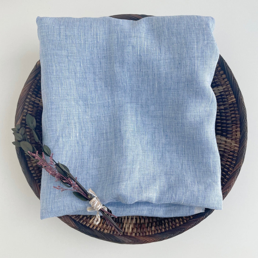 Linen Jacquard Small Pattern Fabric 4888 4887 - The Linen Lab - Blue