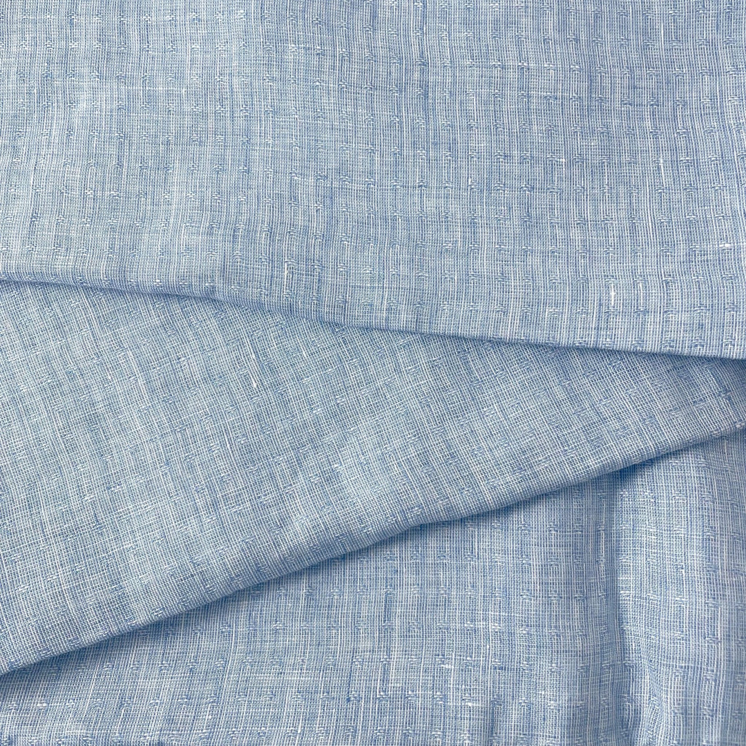 Linen Jacquard Small Pattern Fabric 4888 4887 - The Linen Lab - Blue