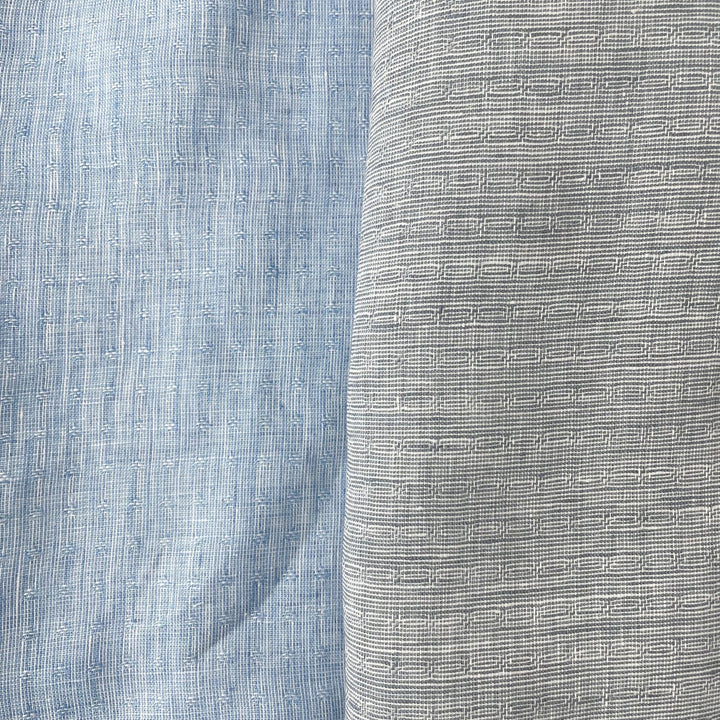 Linen Jacquard Small Pattern Fabric 4888 4887 - The Linen Lab - Blue