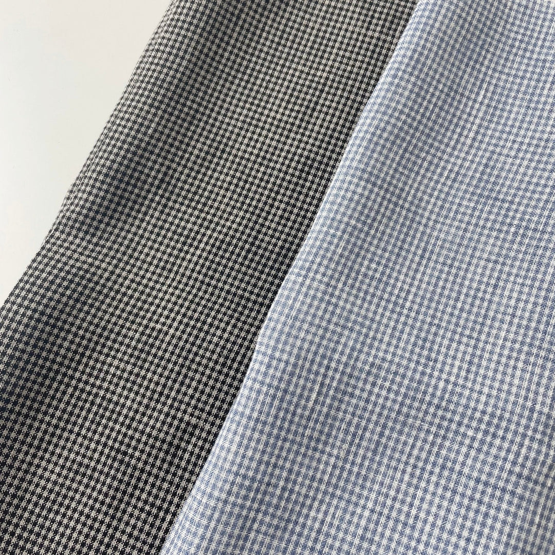 Linen Mini Gingham Check 6793 6794 - The Linen Lab - 6793 BLACK