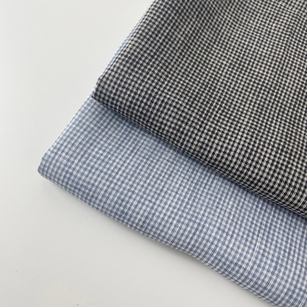 Linen Mini Gingham Check 6793 6794 - The Linen Lab - 6793 BLACK