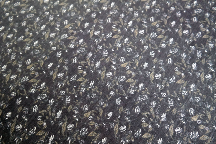 Linen Navy Flower Print (7374) - The Linen Lab - blue