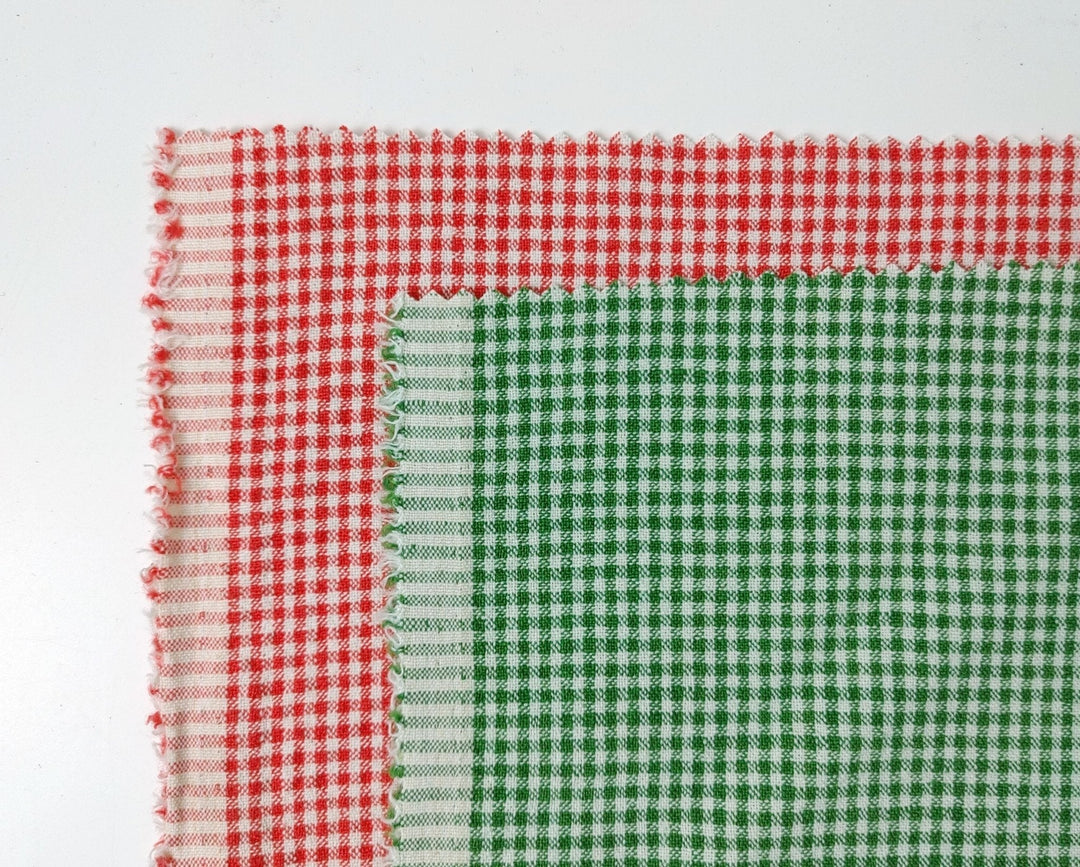 Linen Nylon Cotton Small Check Fabric with Subtle Seersucker Effect - A Blend of Comfort and Style 7635 7636 - The Linen Lab - Red