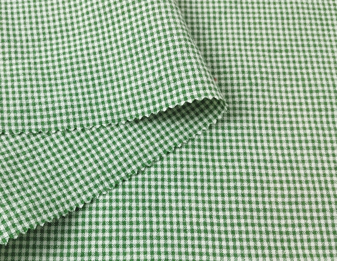 Linen Nylon Cotton Small Check Fabric with Subtle Seersucker Effect - A Blend of Comfort and Style 7635 7636 - The Linen Lab - Red