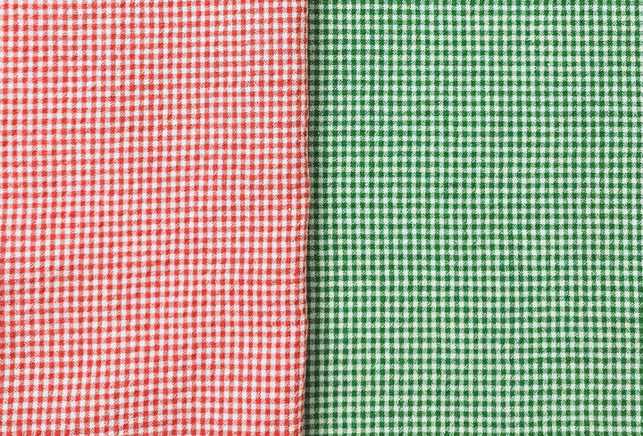 Linen Nylon Cotton Small Check Fabric with Subtle Seersucker Effect - A Blend of Comfort and Style 7635 7636 - The Linen Lab - Red