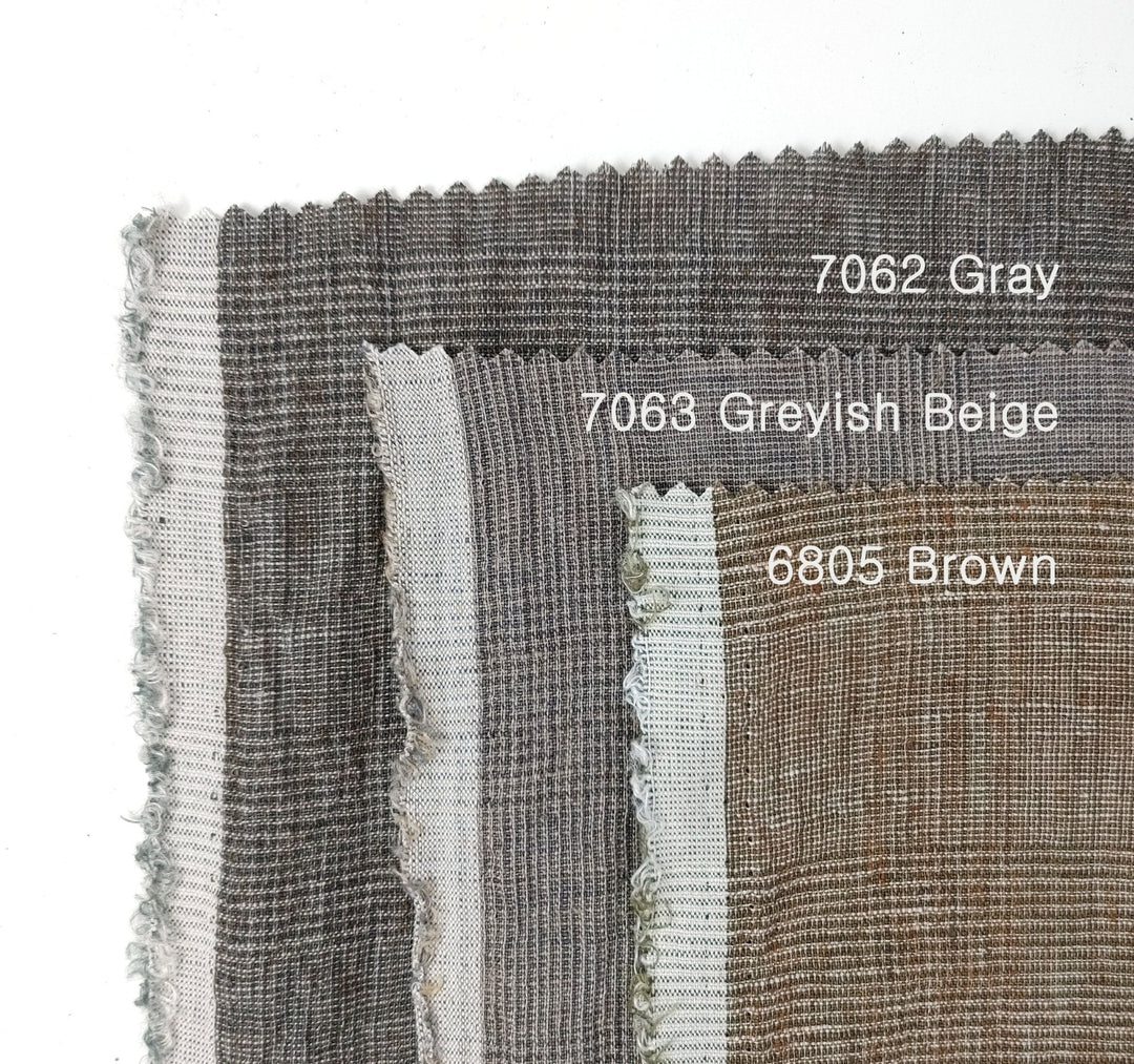 Linen Polyester Glen Plaid Fabric with Delave Effect 7062 7063 6805 - The Linen Lab - Gray