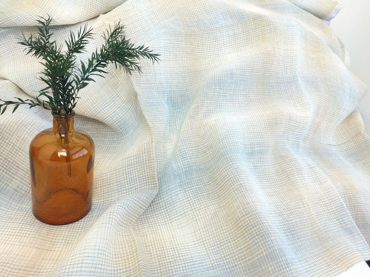 Linen Polyester Gradation Plaid Fabric 7241 7764 7765 7767 7768 7769 - The Linen Lab - Beige