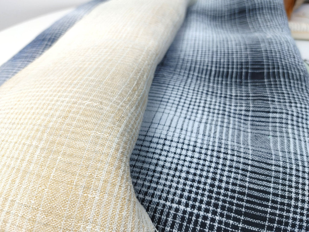 Linen Polyester Gradation Plaid Fabric 7241 7764 7765 7767 7768 7769 - The Linen Lab - Black