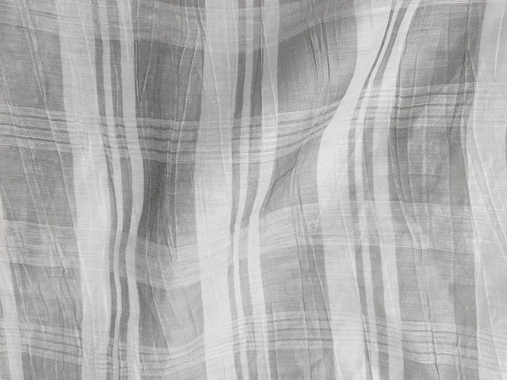 Linen Polyester Grey Plaid with Crease Wrinkle Effect Fabric 3525 - The Linen Lab - Gray