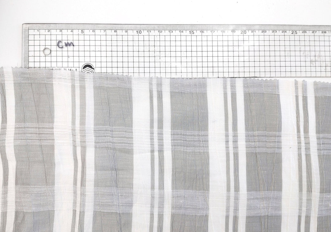 Linen Polyester Grey Plaid with Crease Wrinkle Effect Fabric 3525 - The Linen Lab - Gray