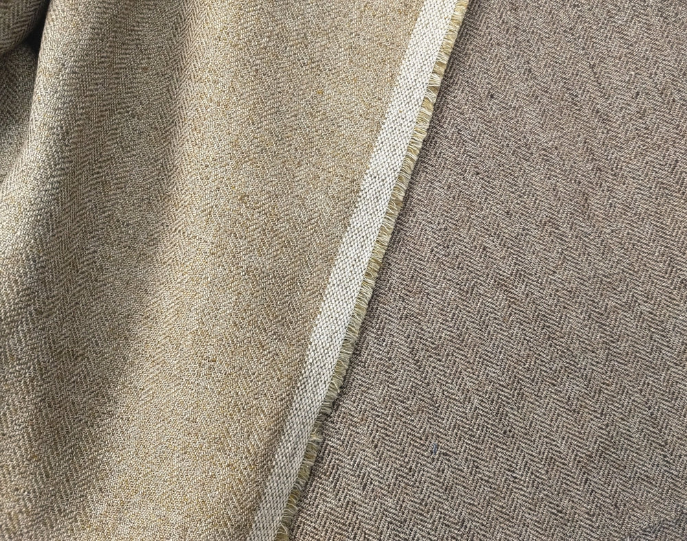 Linen Polyester HBT Herringbone Twill Fabric with Melange Effect Heavy Weight 7353 7821 - The Linen Lab - Beige