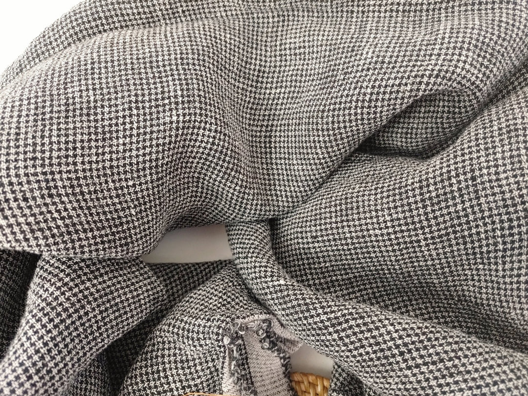 Linen Polyester Houndstooth Starcheck High-Twisted Yarn 7166 - The Linen Lab - Grey