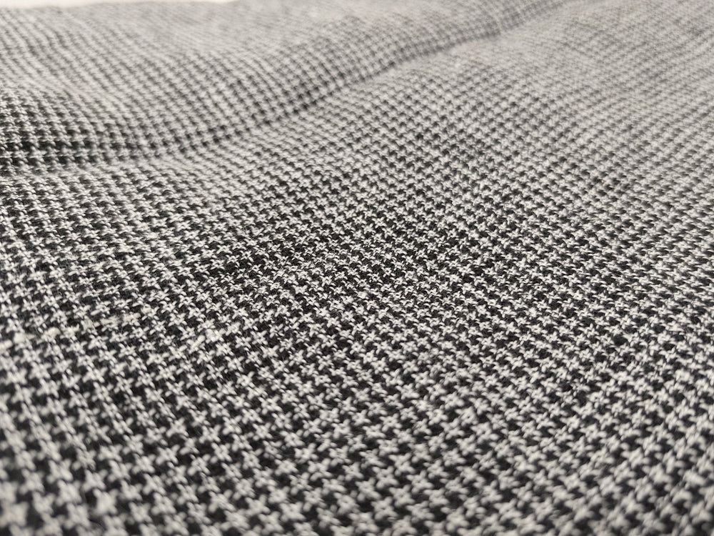 Linen Polyester Houndstooth Starcheck High-Twisted Yarn 7166 - The Linen Lab - Grey