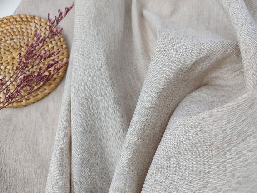 Linen Polyester Stretch Chambray Fabric 7809 7810 7808 - The Linen Lab - Beige