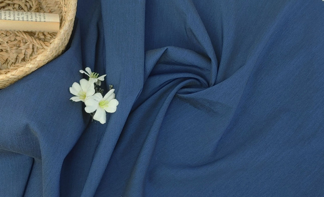 Linen Polyester Stretch Chambray Fabric 7809 7810 7808 - The Linen Lab - Navy