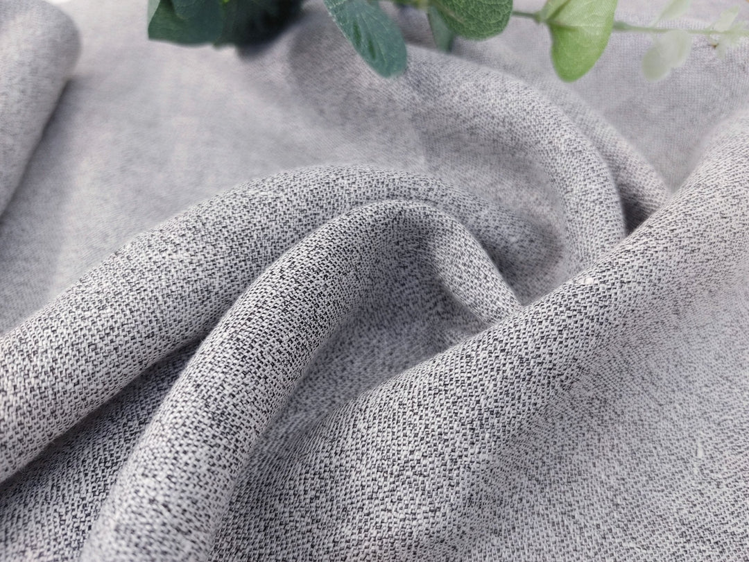 Linen Polyester Twisted Yarn Chambray Fabric in White and Black 3193 - The Linen Lab - Grey
