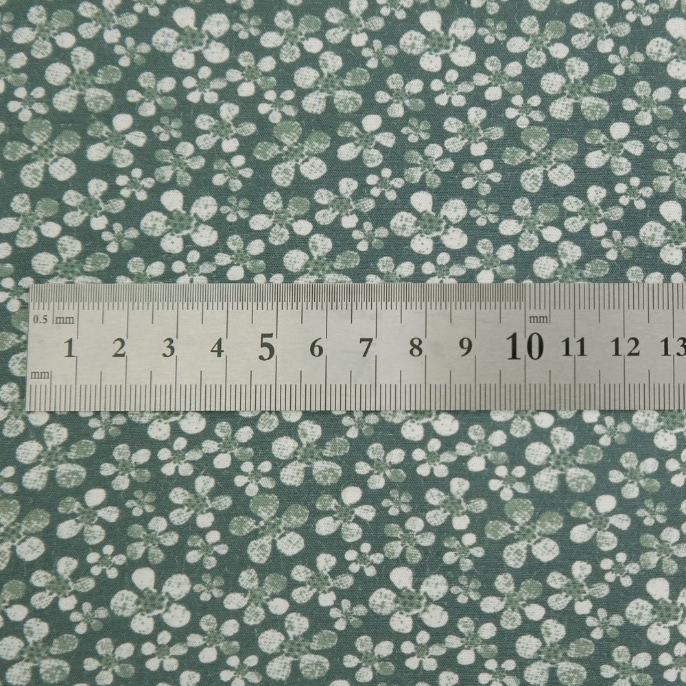 Linen Rayon Fabric Flower Print 7356 7357 - The Linen Lab - GREEN 7357