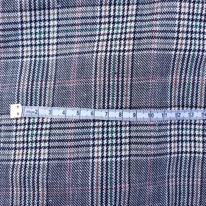 Linen Rayon Multi Glen Plaid Fabric (6658) - The Linen Lab - Glen Plaid