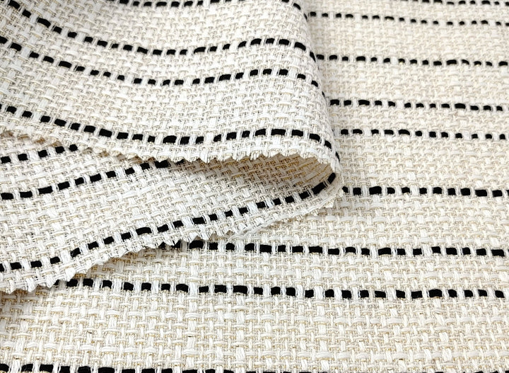 Linen Rayon Natural Hue Tweed Stripe with Metallic Lurex Yarn 3175 - The Linen Lab - Natural