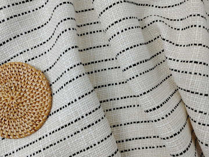 Linen Rayon Natural Hue Tweed Stripe with Metallic Lurex Yarn 3175 - The Linen Lab - Natural