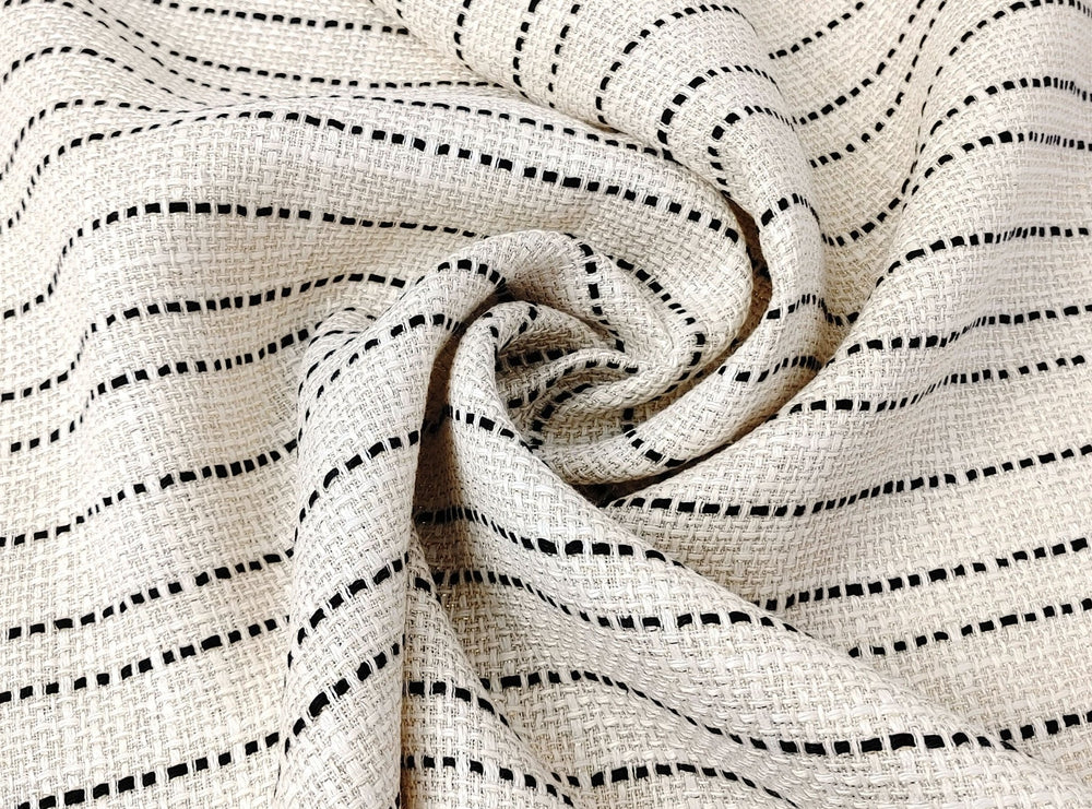 Linen Rayon Natural Hue Tweed Stripe with Metallic Lurex Yarn 3175 - The Linen Lab - Natural