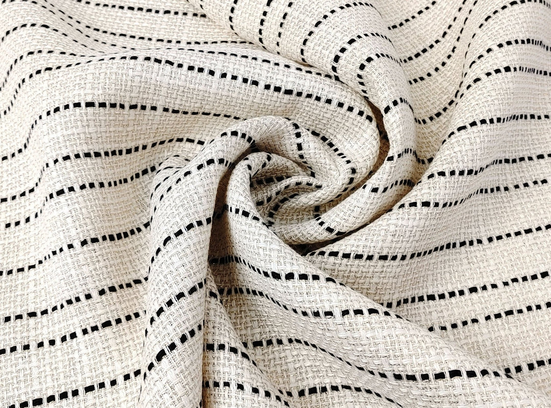 Linen Rayon Natural Hue Tweed Stripe with Metallic Lurex Yarn 3175 - The Linen Lab - Natural