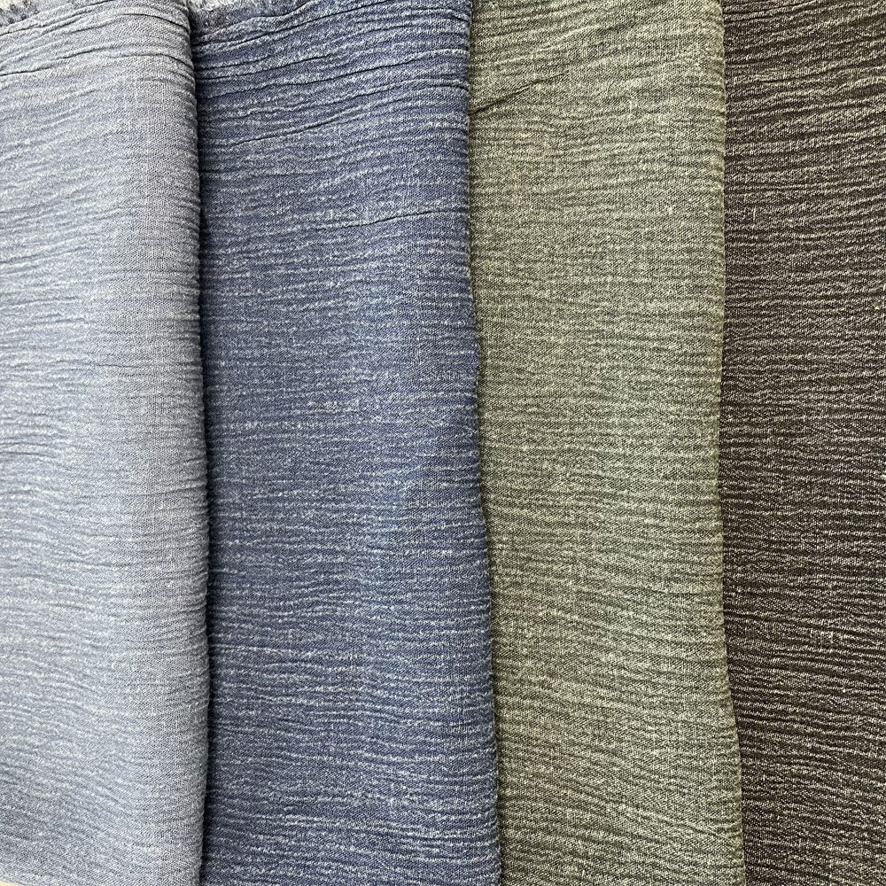 Linen Rayon Pigment Bio-washed Fabric with Wrinkle Effect - The Linen Lab - dark green