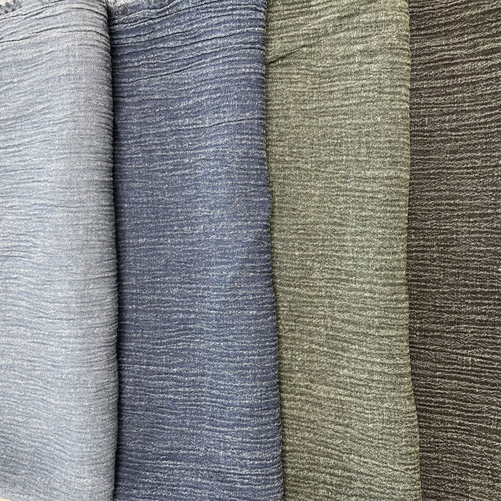 Linen Rayon Pigment Bio-washed Fabric with Wrinkle Effect - The Linen Lab - dark green