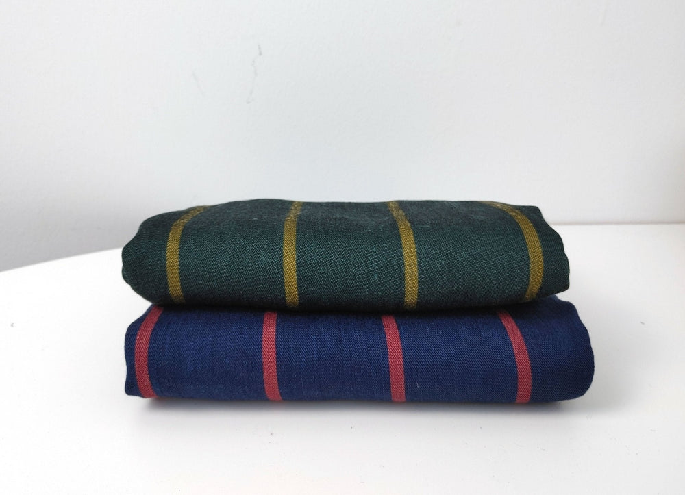 Linen Rayon Satin Stripe Fabric 6567 6568 - The Linen Lab - Navy