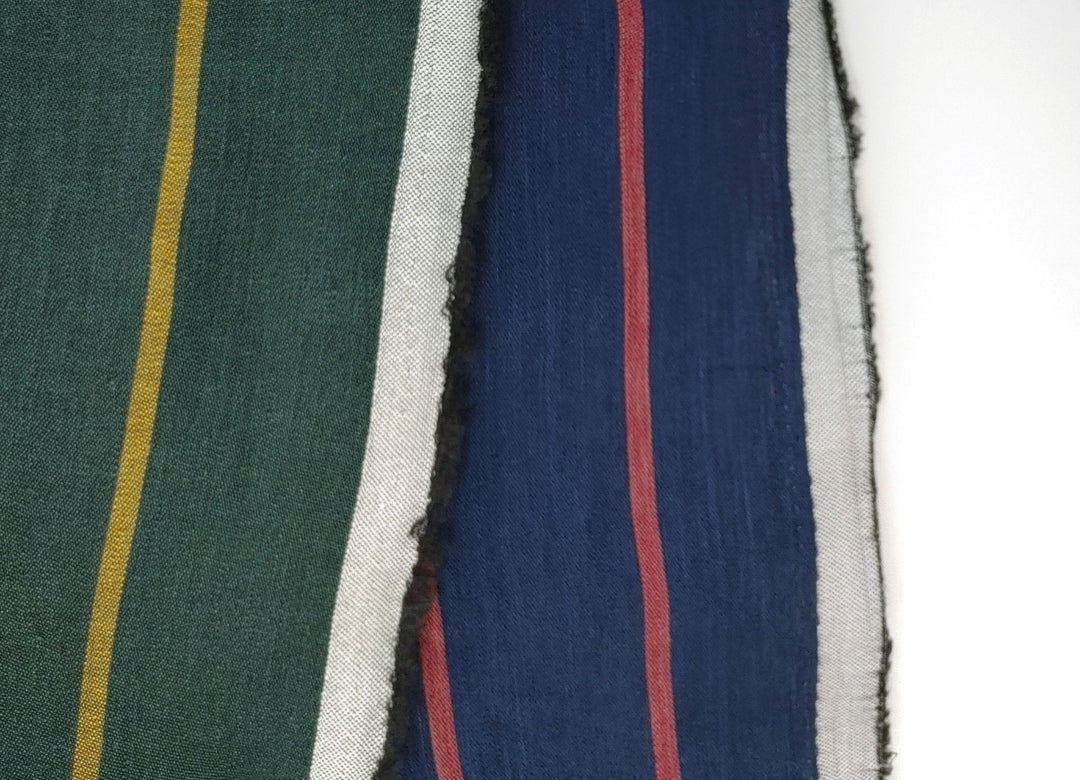 Linen Rayon Satin Stripe Fabric 6567 6568 - The Linen Lab - Navy