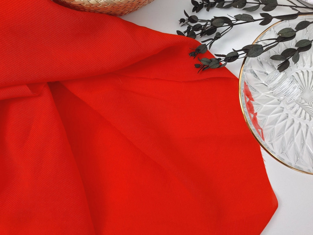 Linen Rayon Solid Fabric with Subtle Wrinkle Effect 7382 7434 - The Linen Lab - Orange