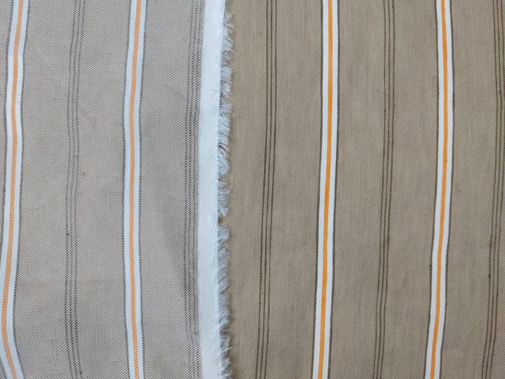 Linen Rayon Twill Fabric with Stripe Pattern, Subtle Glossy Effect 6809 6810 7154 - The Linen Lab - Beige