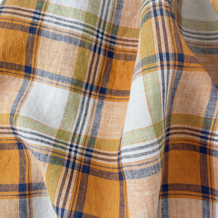 Linen Red Orange Big Check Fabric 7131 7130 - The Linen Lab - 7130 RED