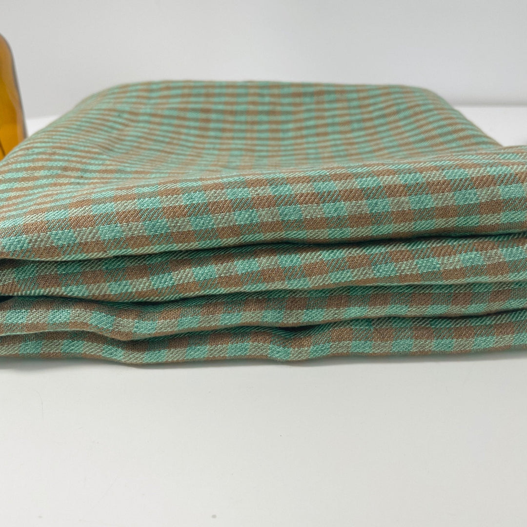 Linen Small Green Check Fabric 7568 7569 - The Linen Lab - D/green 7569