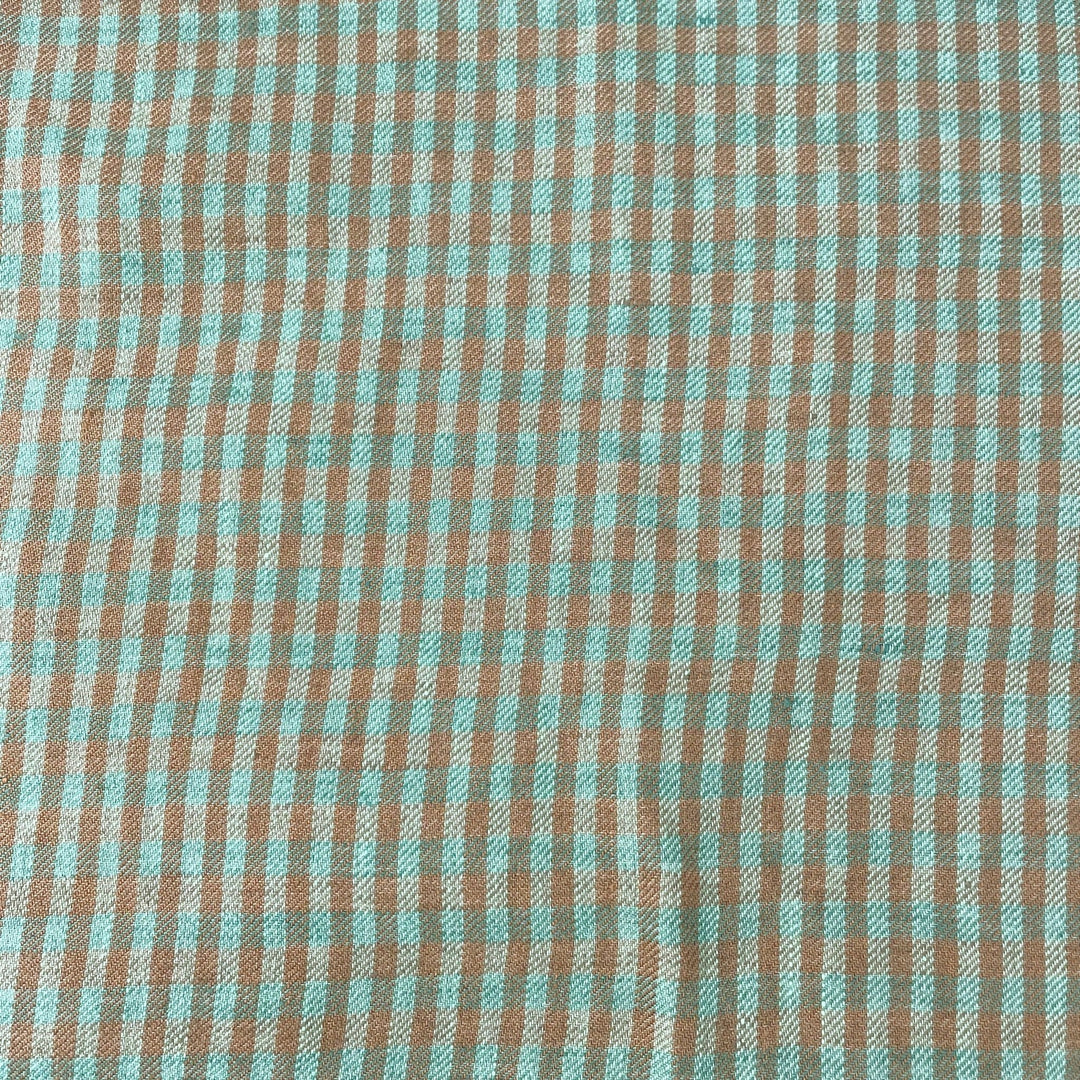 Linen Small Green Check Fabric 7568 7569 - The Linen Lab - D/green 7569