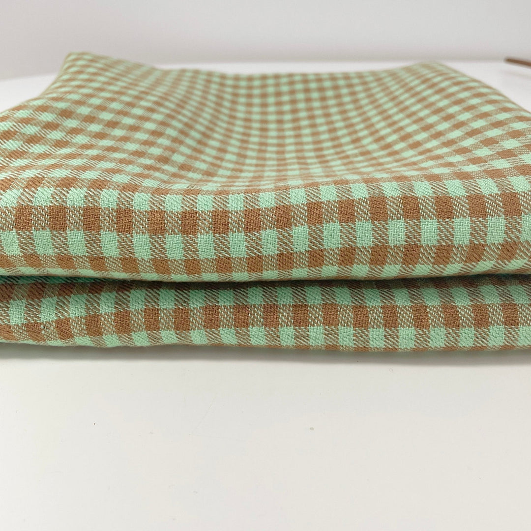 Linen Small Green Check Fabric 7568 7569 - The Linen Lab - Green 7568
