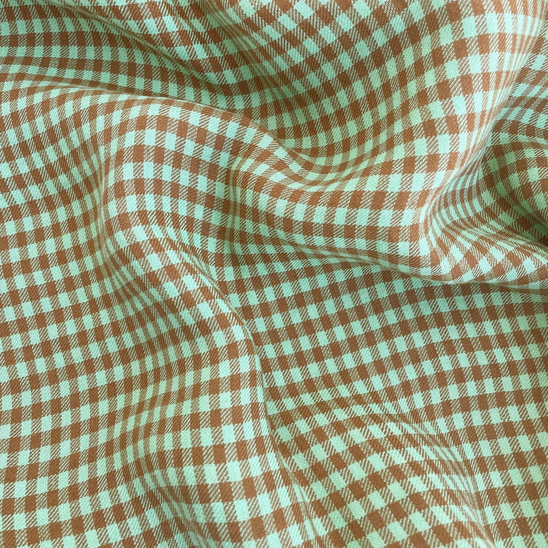 Linen Small Green Check Fabric 7568 7569 - The Linen Lab - Green 7568