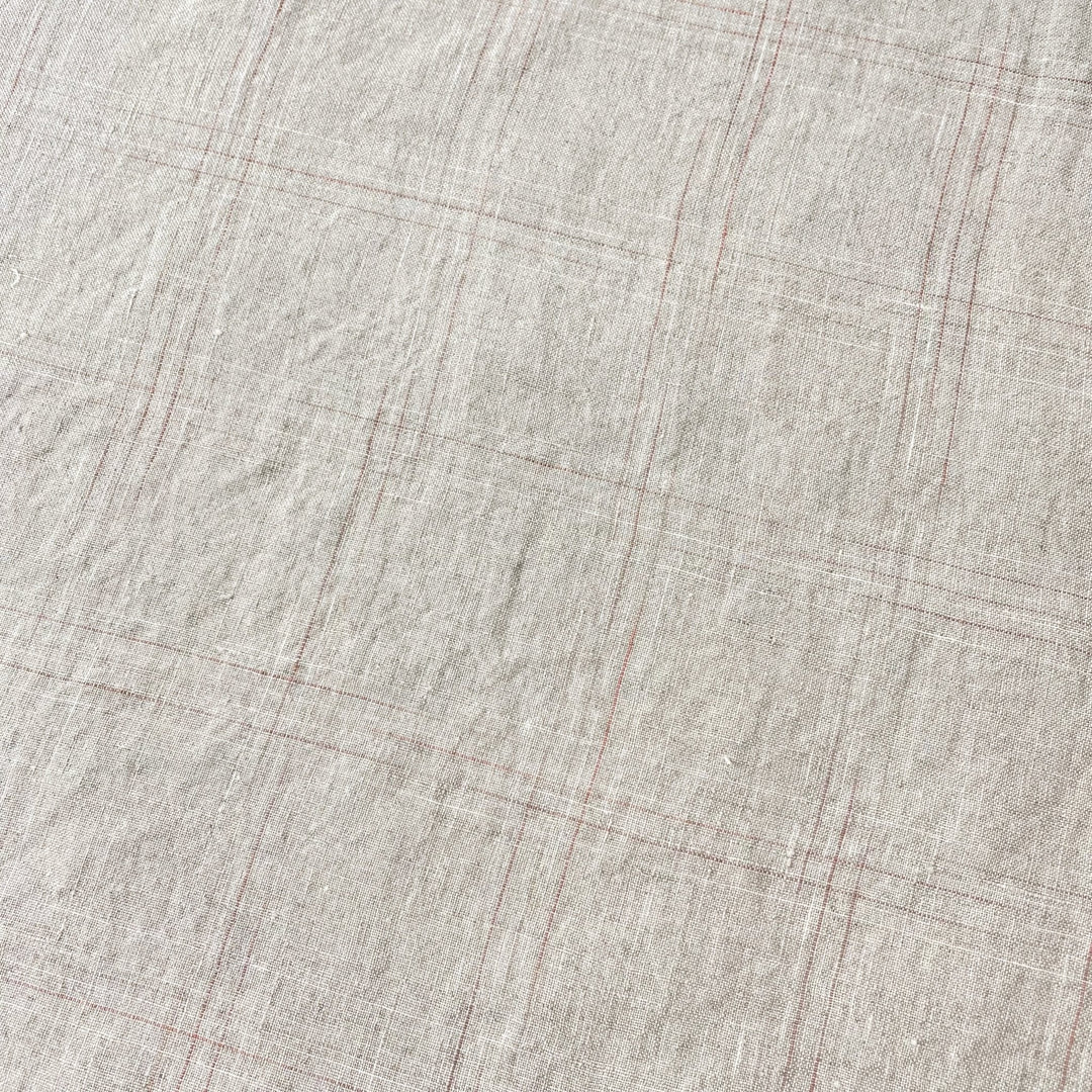 Linen Spaced Dyed Check Fabric 7347 - The Linen Lab - 7347 NATURAL
