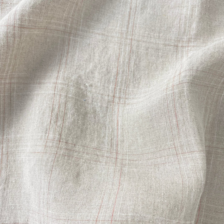 Linen Spaced Dyed Check Fabric 7347 - The Linen Lab - 7347 NATURAL